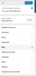 Nastavení GeneratePress na tomto webu