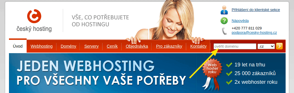 Český hosting, titulní strana